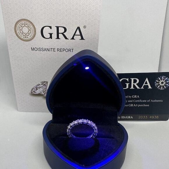 Moissanite Diamond Eternity Band Wedding Ring GRA Certified Size 8 - Picture 7 of 11